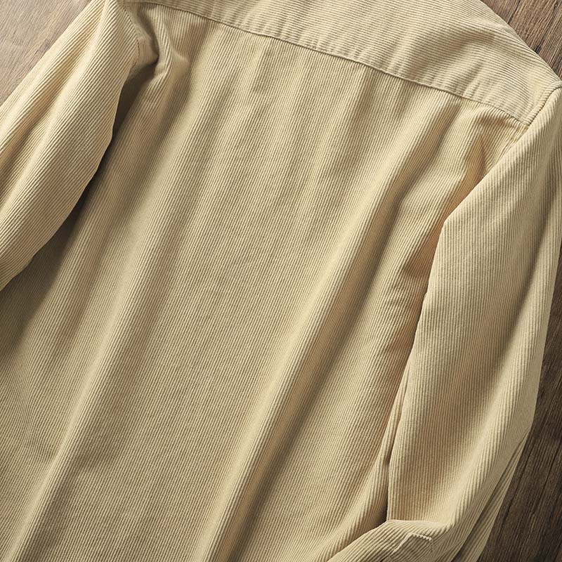 Veste homme en velours côtelé uni à manches longues, en coton épais, avec poches et Buddha Stones - image 11