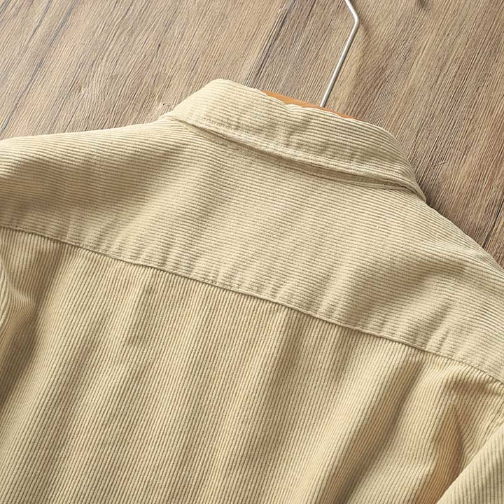 Veste homme en velours côtelé uni à manches longues, en coton épais, avec poches et Buddha Stones - image 9