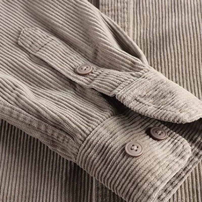 Veste homme à manches longues épaisse avec poches, couleur unie, à boutons simples et motif Buddha Stones - image 4