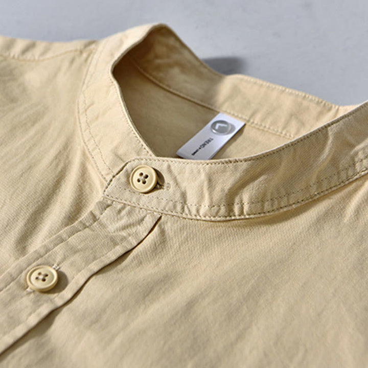 Veste homme à manches longues en coton épais, col rond, couleur unie, motif Buddha Stones , avec poches - image 1