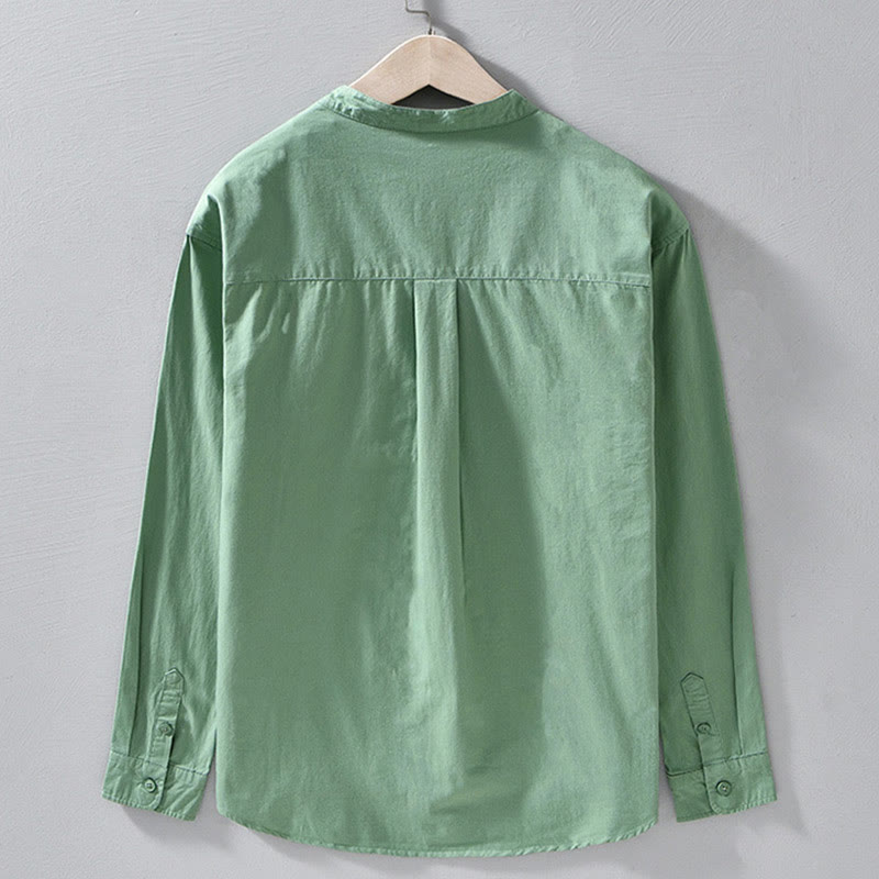 Veste homme à manches longues en coton épais, col rond, couleur unie, motif Buddha Stones , avec poches - image 5