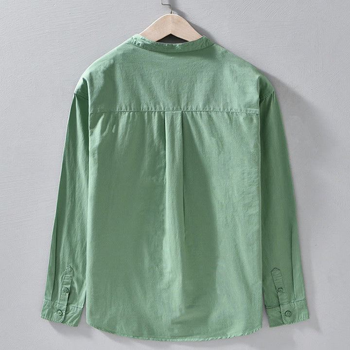 Veste homme à manches longues en coton épais, col rond, couleur unie, motif Buddha Stones , avec poches - image 5