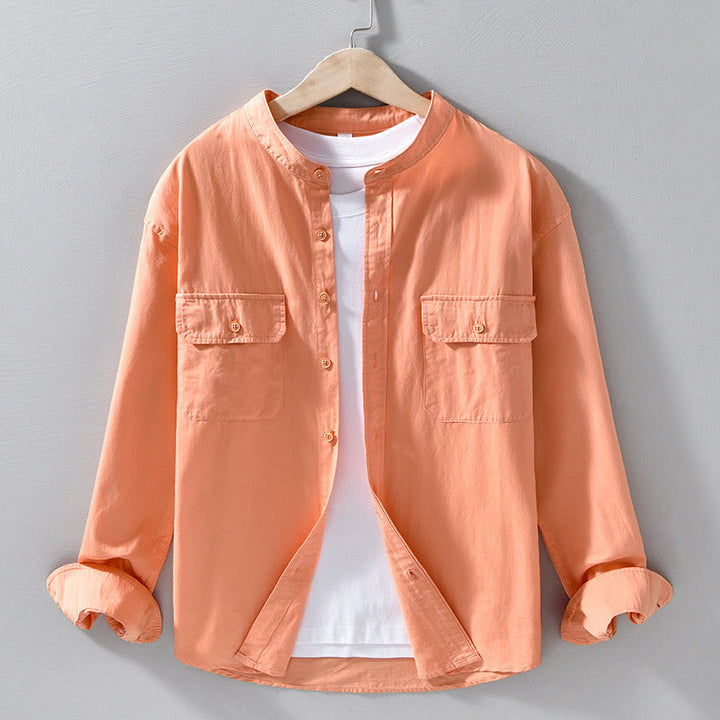 Veste homme à manches longues en coton épais, col rond, couleur unie, motif Buddha Stones , avec poches - Corail - US/UK/AU42，EU52 (3XL) - image 15