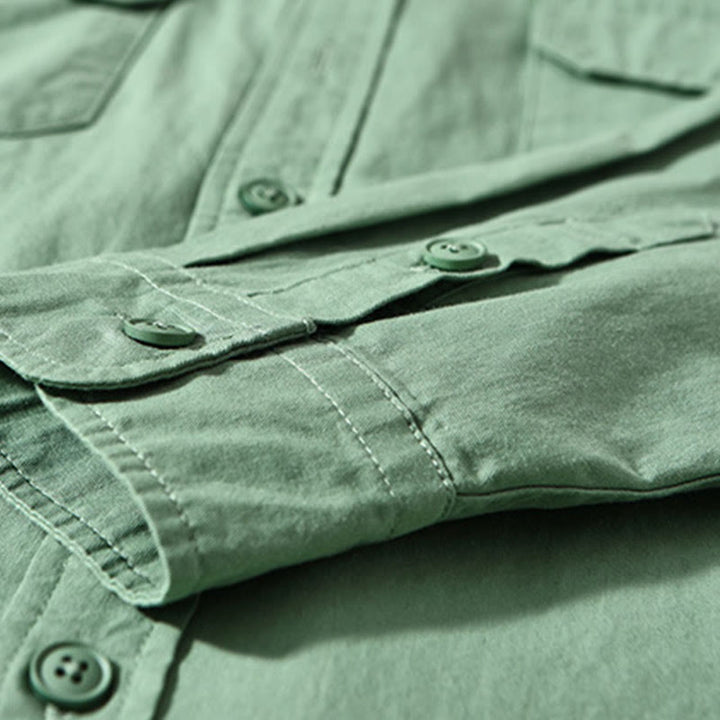 Veste homme à manches longues en coton épais, col rond, couleur unie, motif Buddha Stones , avec poches - image 8