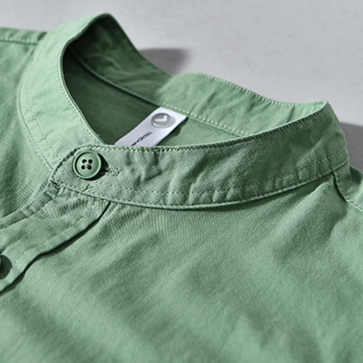 Veste homme à manches longues en coton épais, col rond, couleur unie, motif Buddha Stones , avec poches - image 7