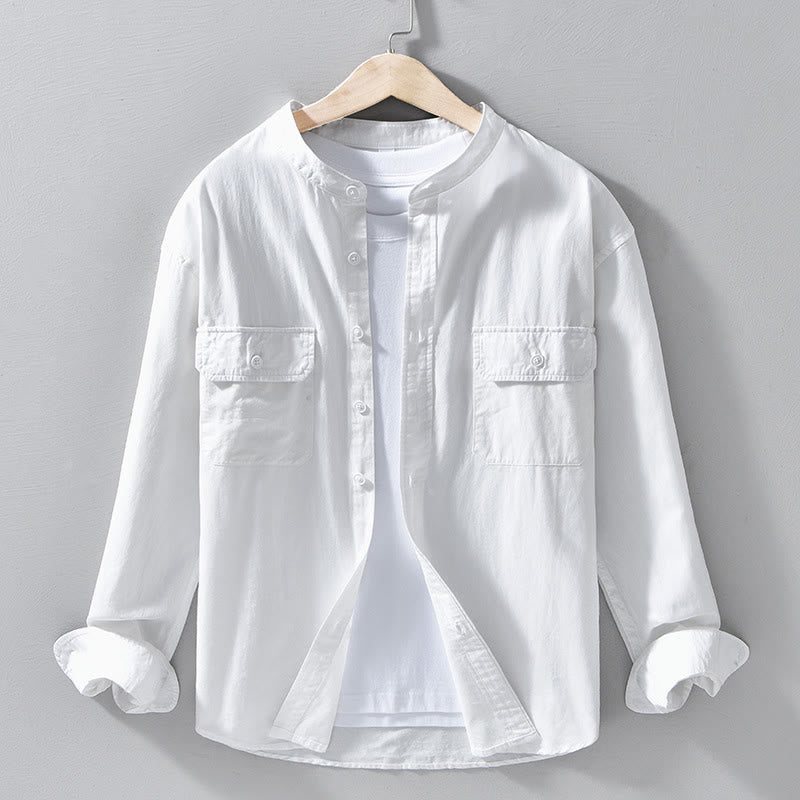 Veste homme à manches longues en coton épais, col rond, couleur unie, motif Buddha Stones , avec poches - Blanc - US/UK/AU42，EU52 (3XL) - image 19