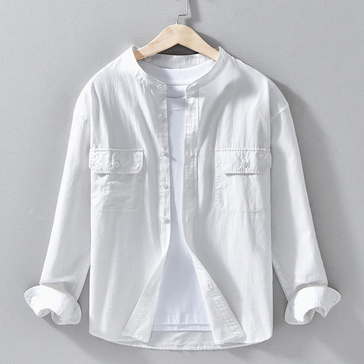 Veste homme à manches longues en coton épais, col rond, couleur unie, motif Buddha Stones , avec poches - Blanc - US/UK/AU42，EU52 (3XL) - image 19