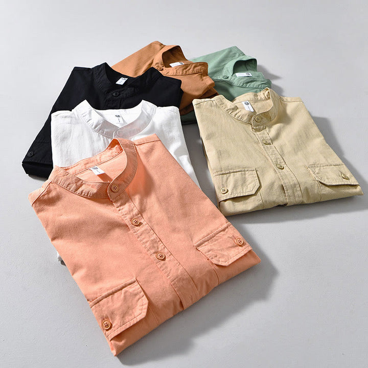 Veste homme à manches longues en coton épais, col rond, couleur unie, motif Buddha Stones , avec poches - image 21