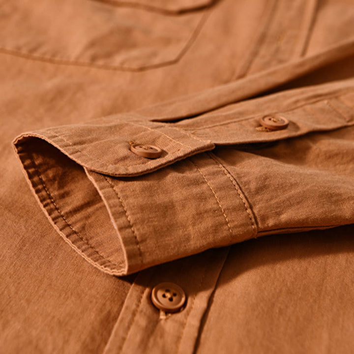 Veste homme à manches longues en coton épais, col rond, couleur unie, motif Buddha Stones , avec poches - image 14