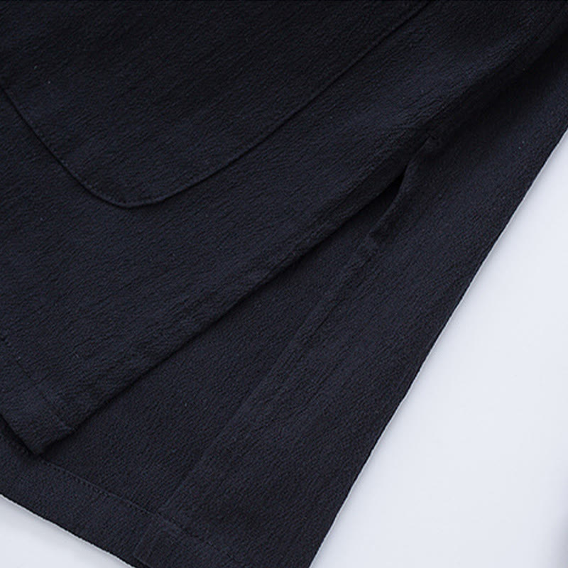 Veste à manches longues pour homme en coton et lin, motif grues printanières et Buddha Stones - image 7