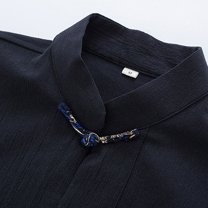 Veste à manches longues pour homme en coton et lin, motif grues printanières et Buddha Stones - image 3