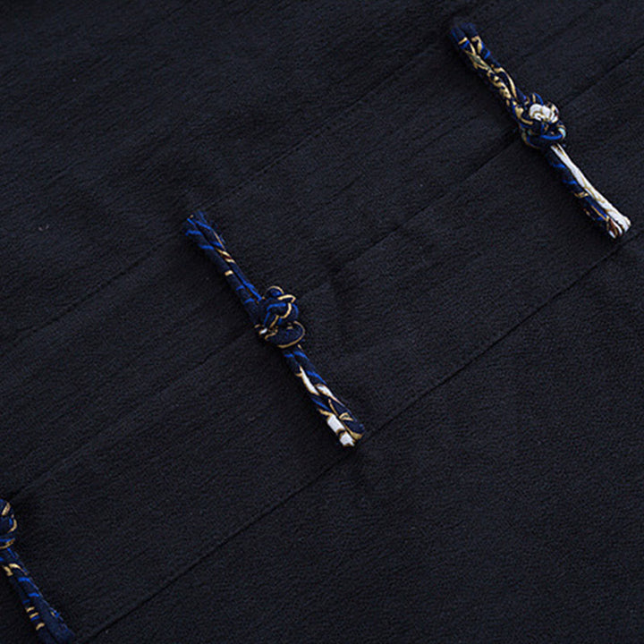 Veste à manches longues pour homme en coton et lin, motif grues printanières et Buddha Stones - image 4