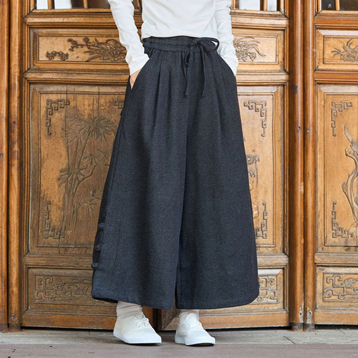 Pantalon thermique en velours côtelé pour homme, jambes larges, avec poches, motif grenouille chinoise Buddha Stones Winter - image 0