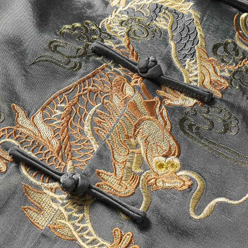Veste homme à manches longues, broderie dragon, Buddha Stones, printemps et automne, fermeture à boutons grenouille - image 4
