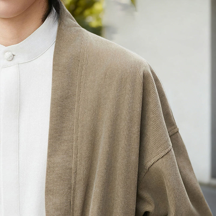 Chemise kimono homme en coton et lin, couleur unie, à manches longues, motif Buddha Stones - image 21