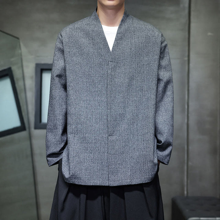 Veste homme à manches longues, couleur unie , Buddha Stones, printemps/automne - Gris - US/UK/AU46，EU56 (5XL) - image 0