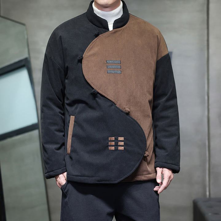 Veste homme à manches longues en velours côtelé, motif Yin Yang Tai Chi, avec poches, inspirée des Buddha Stones - Tanné - US/UK/AU46，EU56 (5XL) - image 0