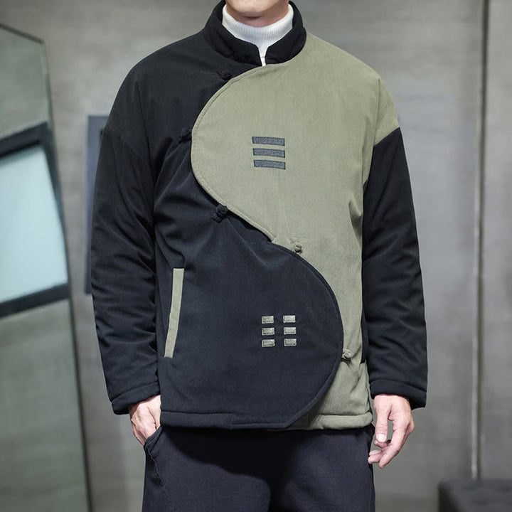 Veste homme à manches longues en velours côtelé, motif Yin Yang Tai Chi, avec poches, inspirée des Buddha Stones - Vert foncé - US/UK/AU46，EU56 (5XL) - image 11