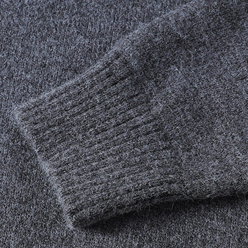 Pull en maille chaude à manches longues pour homme, orné de boutons et de Buddha Stones, col rond. - image 6