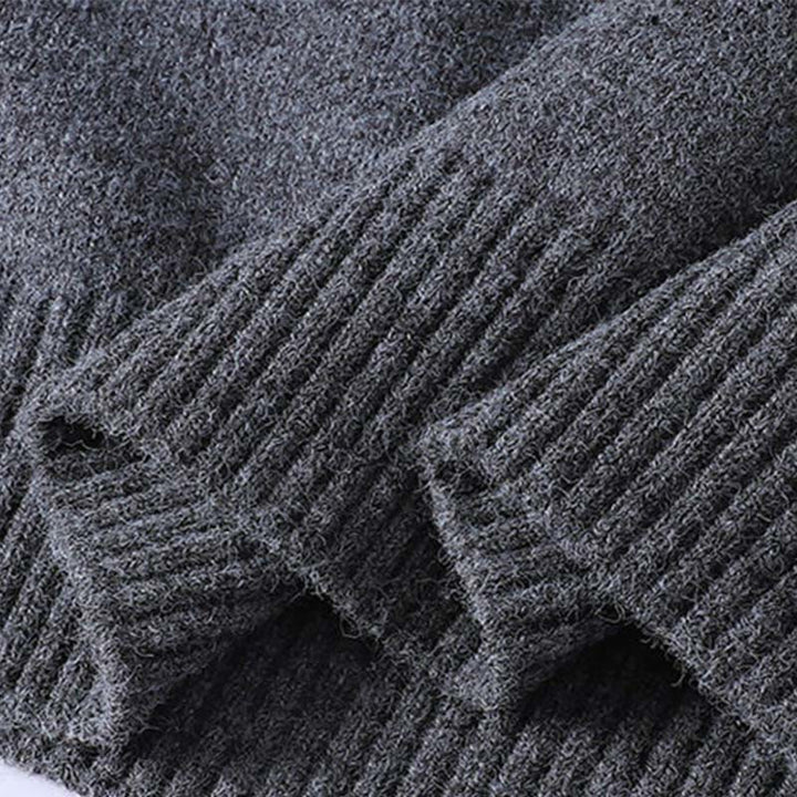 Pull en maille chaude à manches longues pour homme, orné de boutons et de Buddha Stones, col rond. - image 7