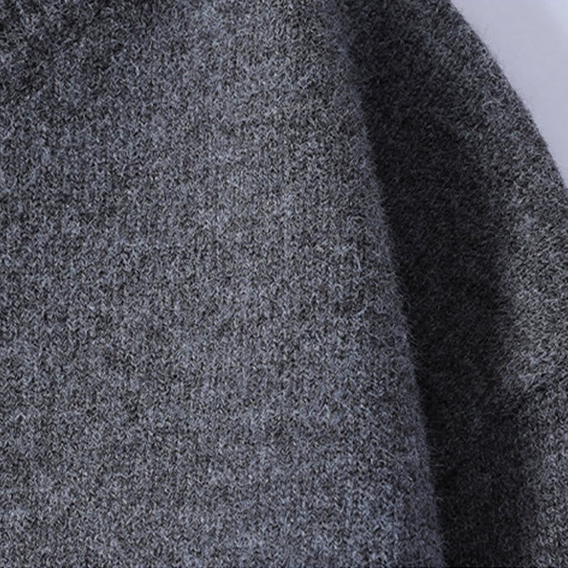 Pull en maille chaude à manches longues pour homme, orné de boutons et de Buddha Stones, col rond. - image 5