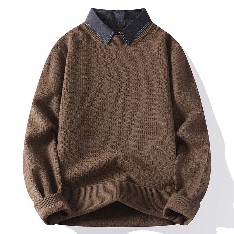 Pull en maille chaud à manches longues pour homme, motif Buddha Stones, col montant, hiver. - Terre de sienne - US/UK/AU44，EU54 (4XL) - image 0