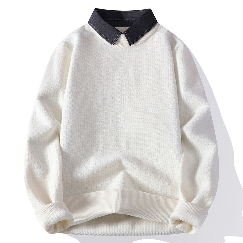 Pull en maille chaud à manches longues pour homme, motif Buddha Stones, col montant, hiver. - Blanc - US/UK/AU44，EU54 (4XL) - image 2