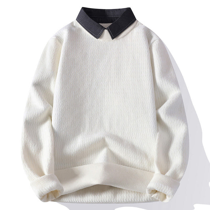Pull en maille chaud à manches longues pour homme, motif Buddha Stones, col montant, hiver. - Blanc - US/UK/AU44，EU54 (4XL) - image 2