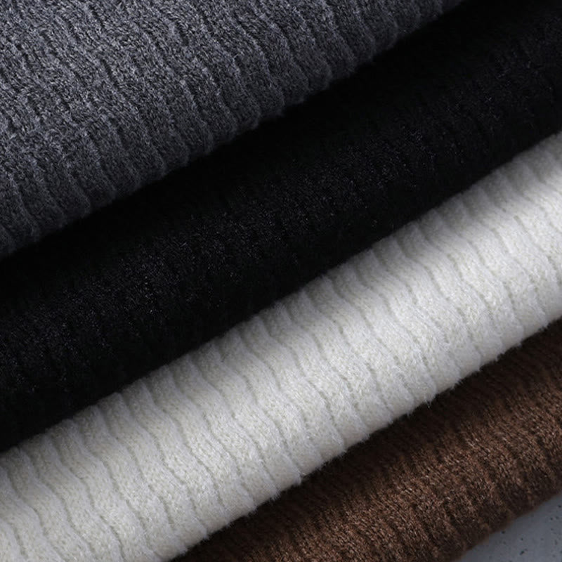 Pull en maille chaud à manches longues pour homme, motif Buddha Stones, col montant, hiver. - image 10