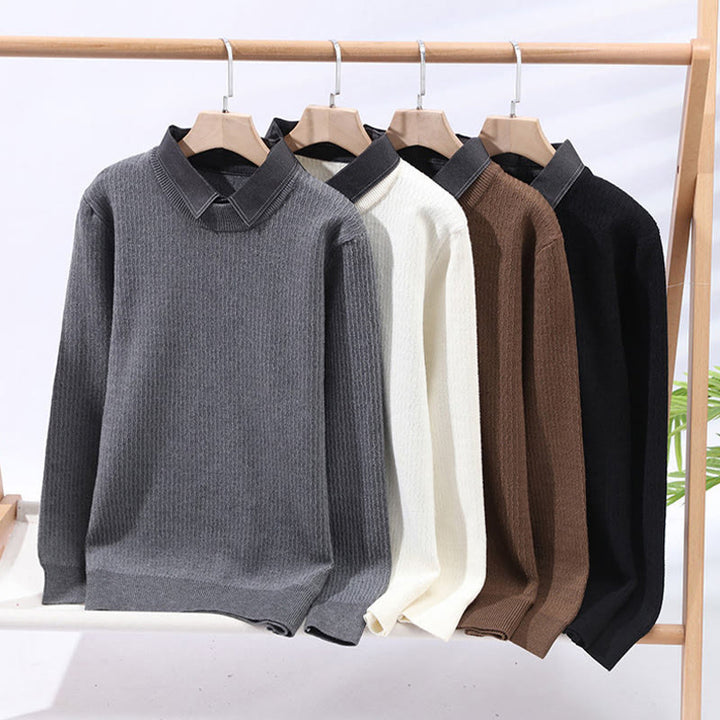 Pull en maille chaud à manches longues pour homme, motif Buddha Stones, col montant, hiver. - image 1