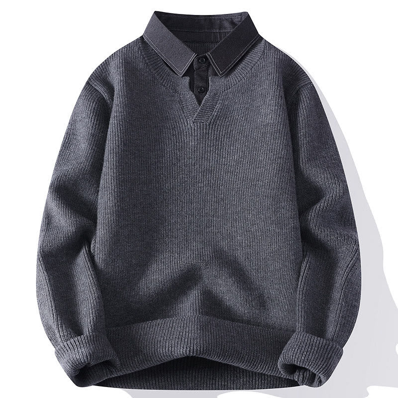 Pull en maille chaude à manches longues pour homme, motif Buddha Stones, col montant noir - Gris - US/UK/AU44，EU54 (4XL) - image 0