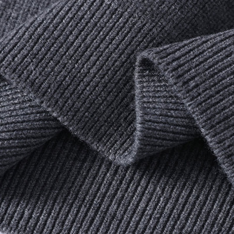 Pull en maille chaude à manches longues pour homme, motif Buddha Stones, col montant noir - image 5