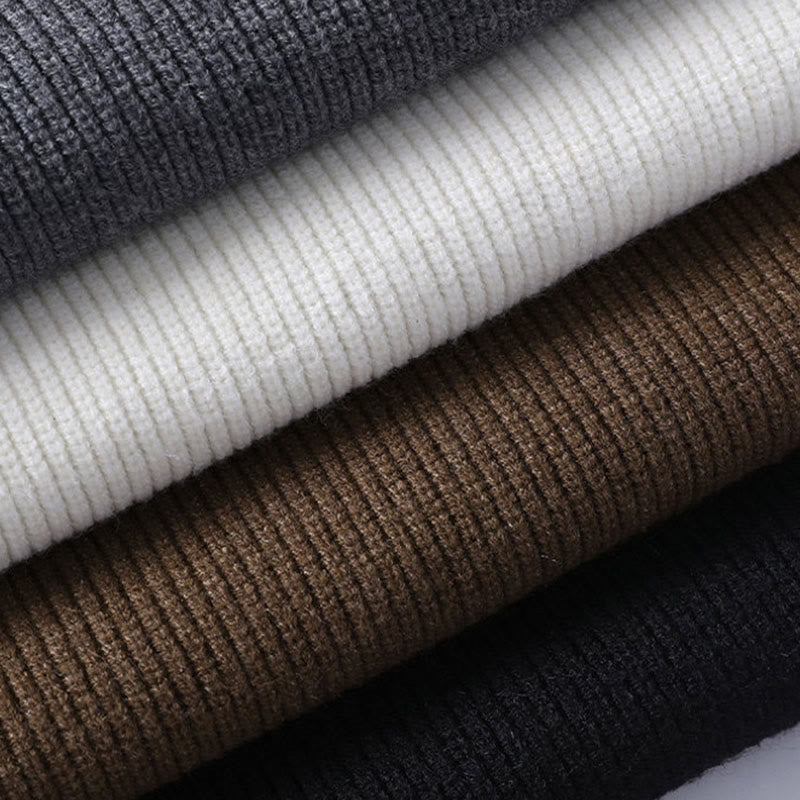 Pull en maille chaude à manches longues pour homme, motif Buddha Stones, col montant noir - image 11