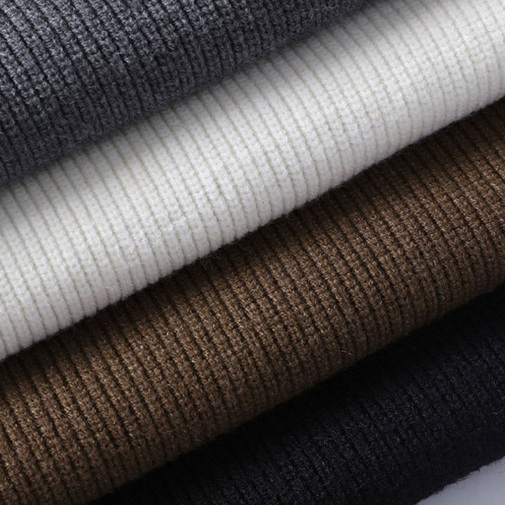 Pull en maille chaude à manches longues pour homme, motif Buddha Stones, col montant noir - image 11