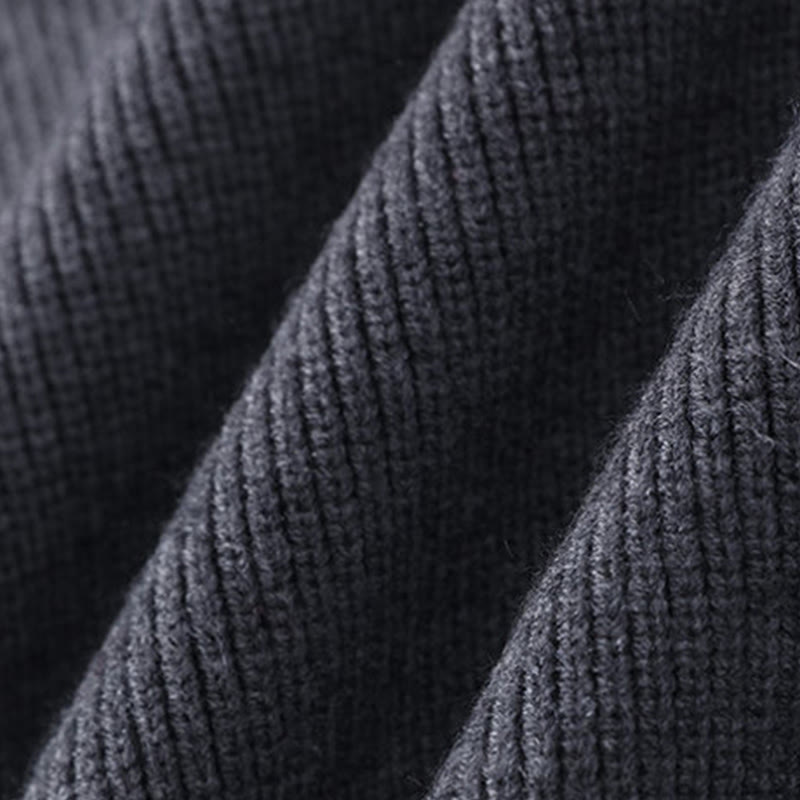 Pull en maille chaude à manches longues pour homme, motif Buddha Stones, col montant noir - image 6