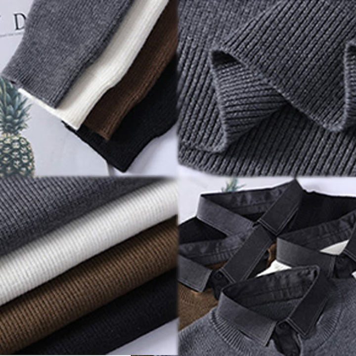 Pull en maille chaude à manches longues pour homme, motif Buddha Stones, col montant noir - image 10