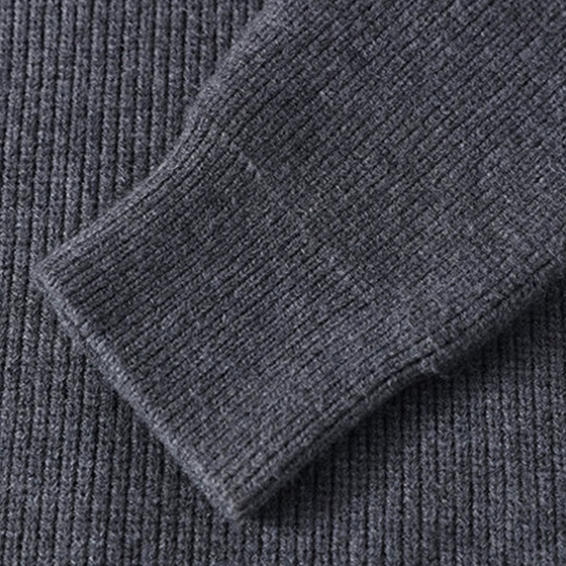 Pull en maille chaude à manches longues pour homme, motif Buddha Stones, col montant noir - image 4