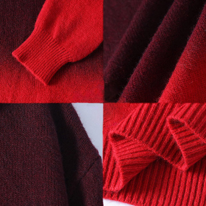 Pull en maille chaude à manches longues pour homme, col montant, motif dégradé de couleurs, Buddha Stones - image 8