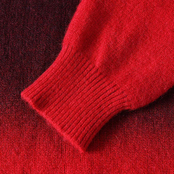 Pull en maille chaude à manches longues pour homme, col montant, motif dégradé de couleurs, Buddha Stones - image 4