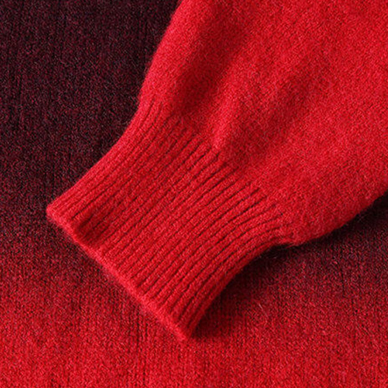 Pull en maille chaude à manches longues pour homme, col montant, motif dégradé de couleurs, Buddha Stones - image 4