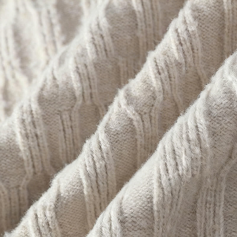 Pull en maille chaude à manches longues pour homme, motif rayures noires et col montant , Buddha Stones - image 6