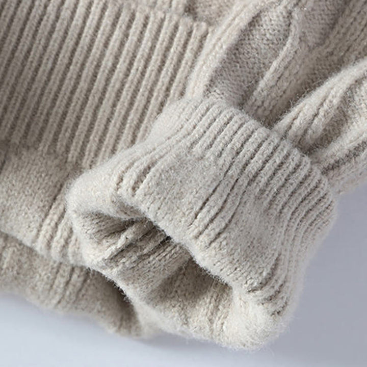 Pull en maille chaude à manches longues pour homme, motif rayures noires et col montant , Buddha Stones - image 4