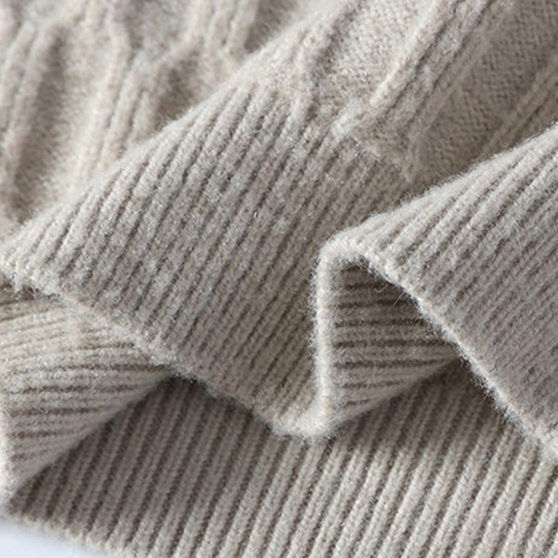 Pull en maille chaude à manches longues pour homme, motif rayures noires et col montant , Buddha Stones - image 7