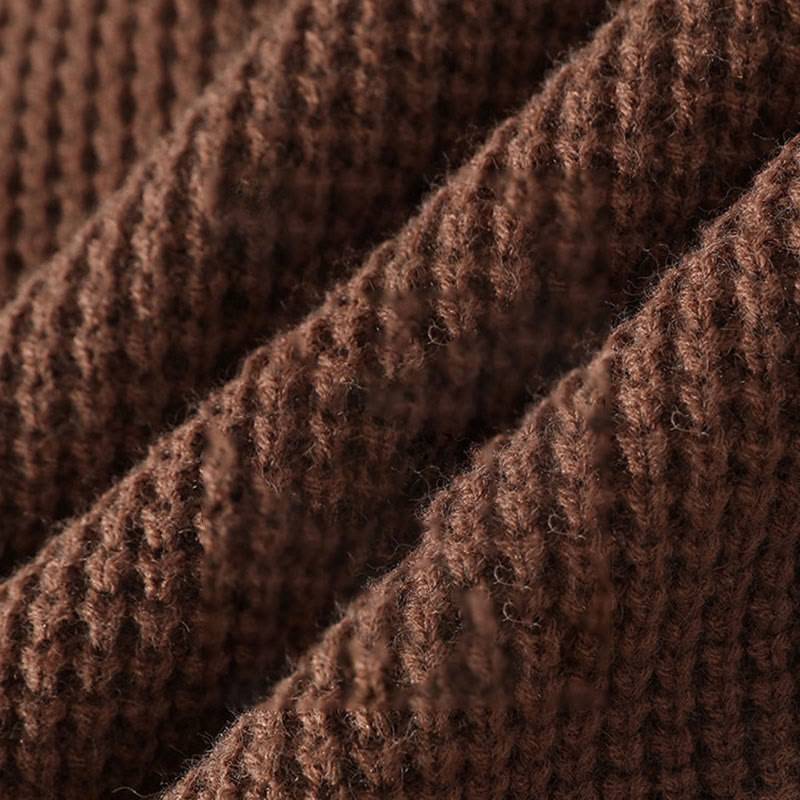 Pull en maille chaude à manches longues pour homme, col montant noir, motif gaufré, motif Buddha Stones Winter - image 10