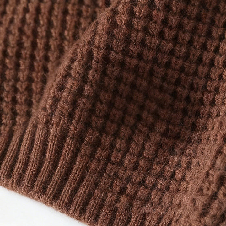 Pull en maille chaude à manches longues pour homme, col montant noir, motif gaufré, motif Buddha Stones Winter - image 8