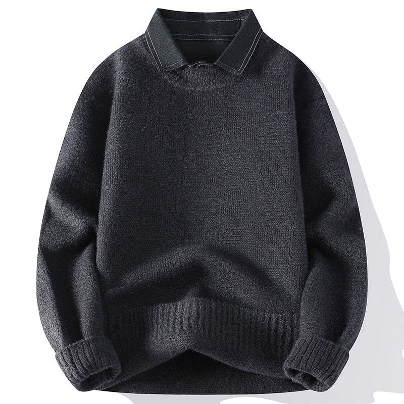 Pull en maille chaude à manches longues pour homme, col montant noir, motif à carreaux, Buddha Stones - Gris foncé - US/UK/AU44，EU54 (4XL) - image 5