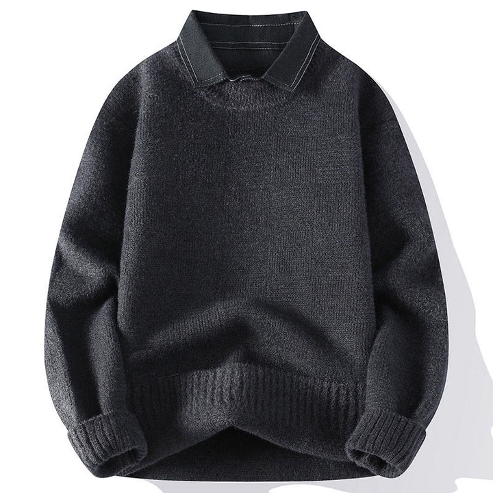 Pull en maille chaude à manches longues pour homme, col montant noir, motif à carreaux, Buddha Stones - Gris foncé - US/UK/AU44，EU54 (4XL) - image 5