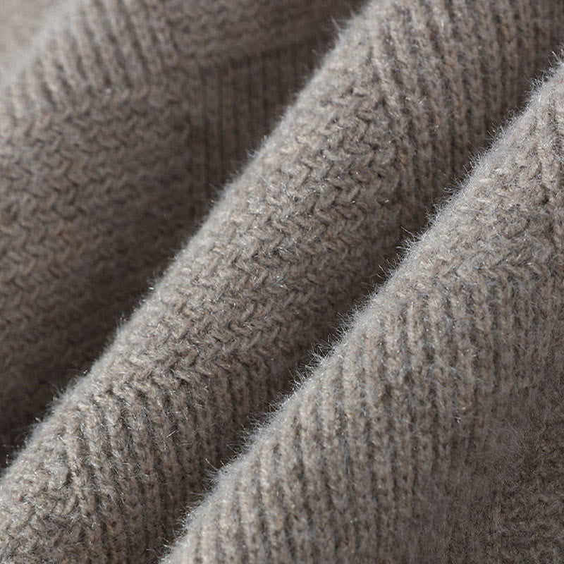 Pull en maille chaude à manches longues pour homme, col montant noir, motif à carreaux, Buddha Stones - image 3