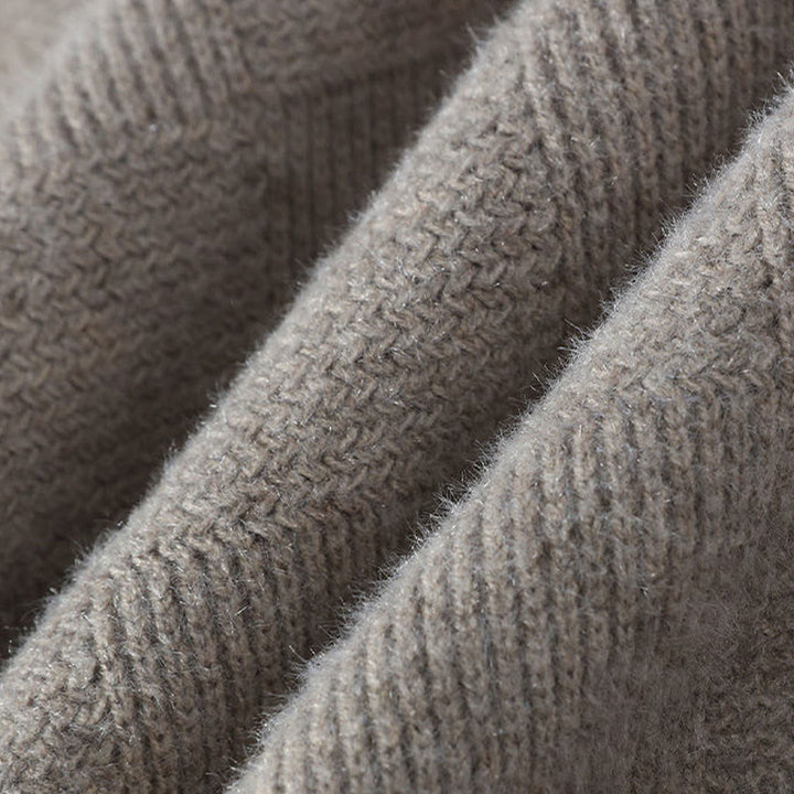 Pull en maille chaude à manches longues pour homme, col montant noir, motif à carreaux, Buddha Stones - image 3