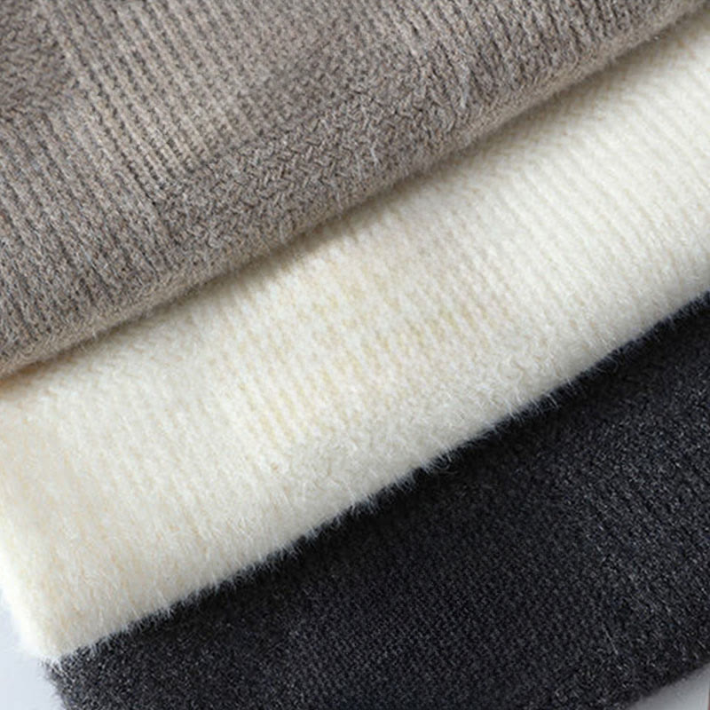 Pull en maille chaude à manches longues pour homme, col montant noir, motif à carreaux, Buddha Stones - image 9